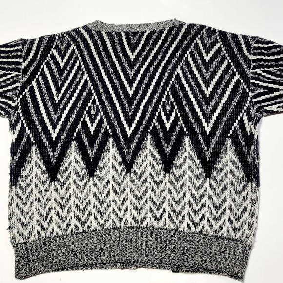 VTG Barnaby Men’s Grandpa Chevron Knit & Leather Diamond Accent Cardigan (XL) - Picture 7 of 11